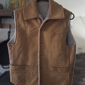 Men's Shearling Lined Leather Vest